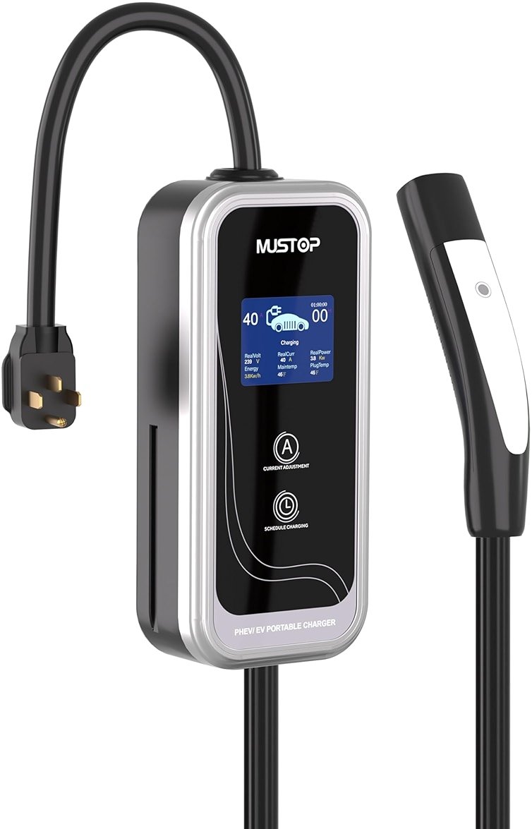 Portable Level 2 EV Charger for Tesla, 40A NACS Car Charger with 240V, 20FT Extension Cable, EV Charging Station【Only for Tesla Cars】 - Product Image