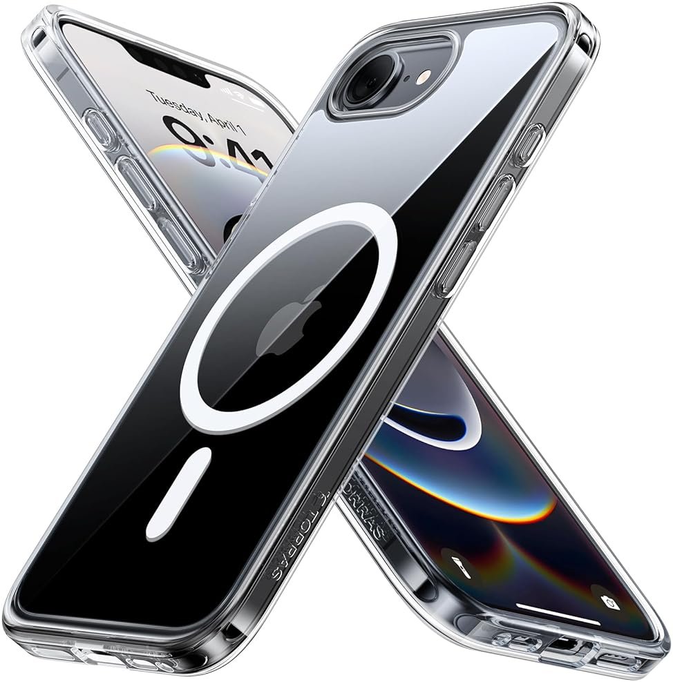 TORRAS for iPhone 16e Case/iPhone 17e Case Clear, Never Yellow, Magnetic Phone Case, 16FT Military Grade Drop Protection, Slim Transparent Anti-Scratch Cover for iPhone17e Phone Case 6.1", Clear - Product Image