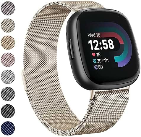 Meliya Metal Bands for Fitbit Sense 2 / Fitbit Sense/Fitbit Versa 4 / Versa 3 for Women Men, Stainless Steel Wristband Replacement Straps for Fitbit Versa 4/Sense 2/Sense/Versa 3 Smartwatch - Product Image