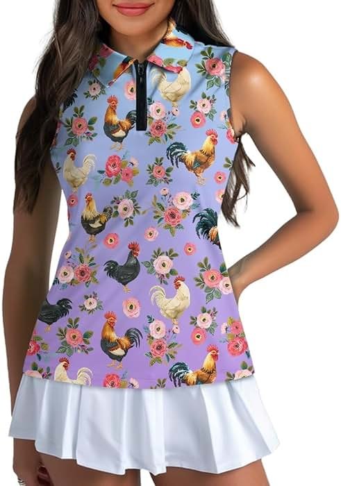 HUGS IDEA Womens Sleeveless Golf Shirt Sleeveless Golf Tennis Shirts Lightweight Athletic Golf Tank Top - Product Image