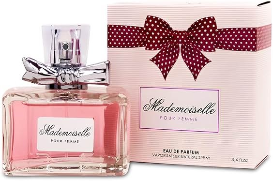 A CENTER Mademoiselle Women's Perfume, Gift for Her, Fragrance Gift for Women, Eau De Parfum Spray, Floral & Sweet Scent Beautiful Bottle 100ML for Work Days - Product Image