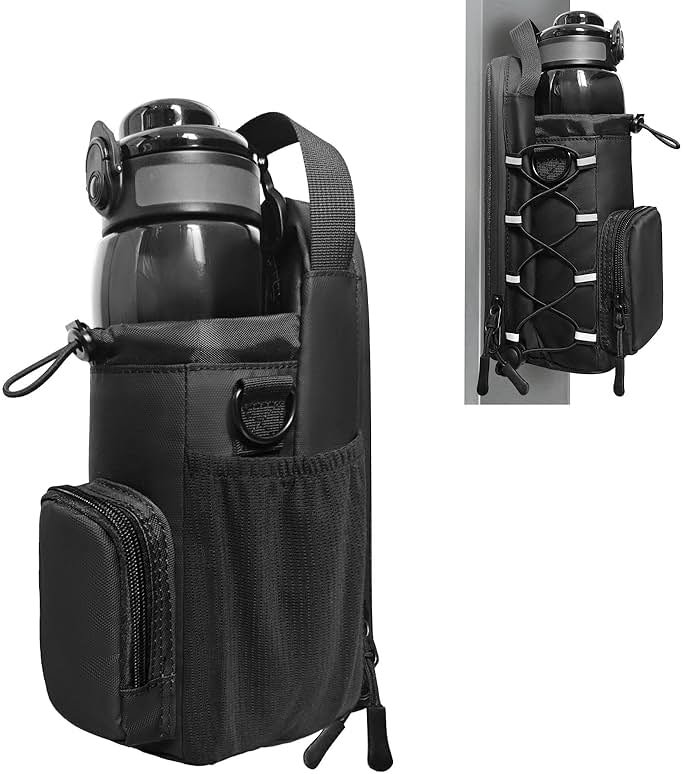 JACZZO Magnetic Gym Bag, Magnetic Water Bottle Holder & Small Gym Bag, Gym Gifts for Women and Men (Black, <40 OZ) - Product Image
