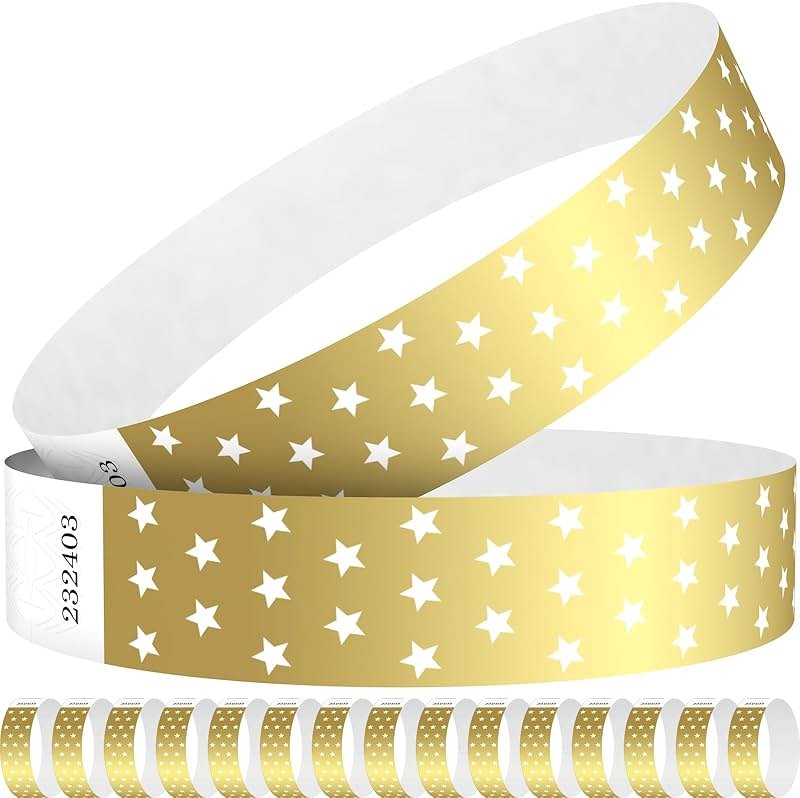 WM infinite Gold Stars Paper Wristbands for Events, 600 Count 3/4" Paper Wrist Band for Event Entry, Festivals, Parties, Clubs (Gold, 600) - Product Image
