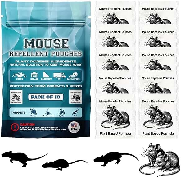 10Pack Natural Mouse Repellent Pouches Indoor Powered by Botanical Scent Mice Repellent Pouches Rodent Repellent Pouches vamoose Rodent-repelling Pouches for House Basement Attic Shed Barn Storage Rv - Product Image