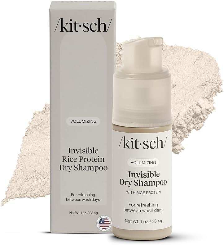 Kitsch Volumizing Rice Protein Dry Shampoo Powder - Dry Shampoo for Women & Men, No White Cast, Absorbs Oil, Non-Greasy, Light-to-medium Hair Colors, Travel Size | Ideal Gifts for Women- Invisible 1oz - Product Image