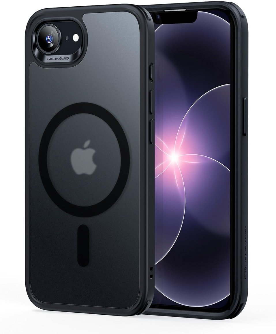 ESR for iPhone 17e/iPhone 16e Case, Compatible with MagSafe, Shockproof Military-Grade Protection, Scratch-Resistant Back, Magnetic Phone Case for iPhone 17e/16e, Classic Hybrid Case, Frosted Black - Product Image