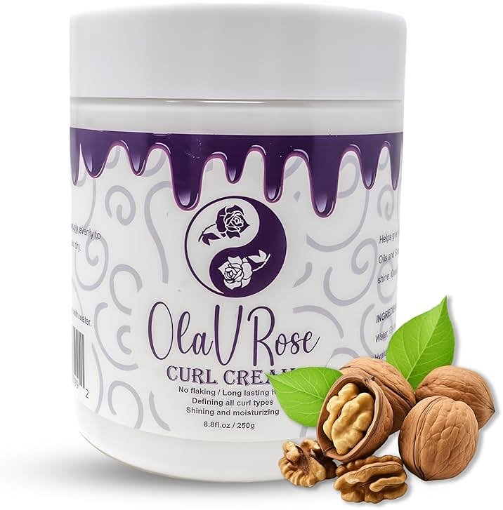 OlaVRose Curl Cream with Coconut Scent, 8.8 FL | Natural Curl Activator with Shea Butter, Wavy Hair | Organic Ingredients for All Hair Types|Defines and Controls Frizz - Product Image