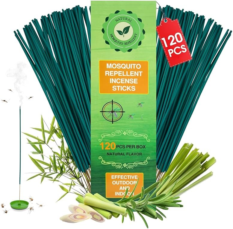 120 Pcs Citronella Oil Mosquito Incense Sticks, Natural Mosquito Repellent Outdoor Patio Plant-Based Bug Repellent for Patio Camping Essentials Fishing Backyard Travel Mosquito Control - Product Image