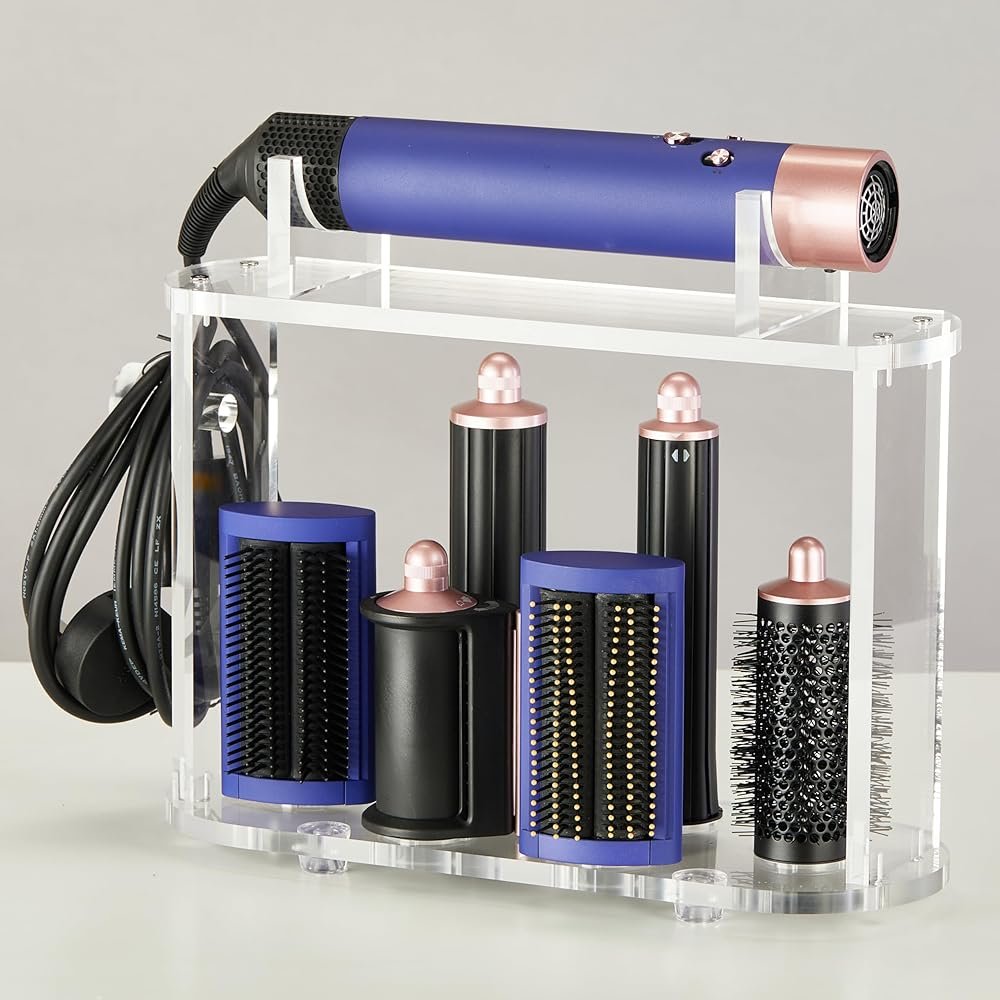 LifeLAZA Acrylic Holder and Organizer Compatible with Airwrap of Dyson and Airwrap Attachments, Airwrap Stand Storage, Countertop Airwrap Styler Rack Compatible with Airwrap Accessories - Product Image