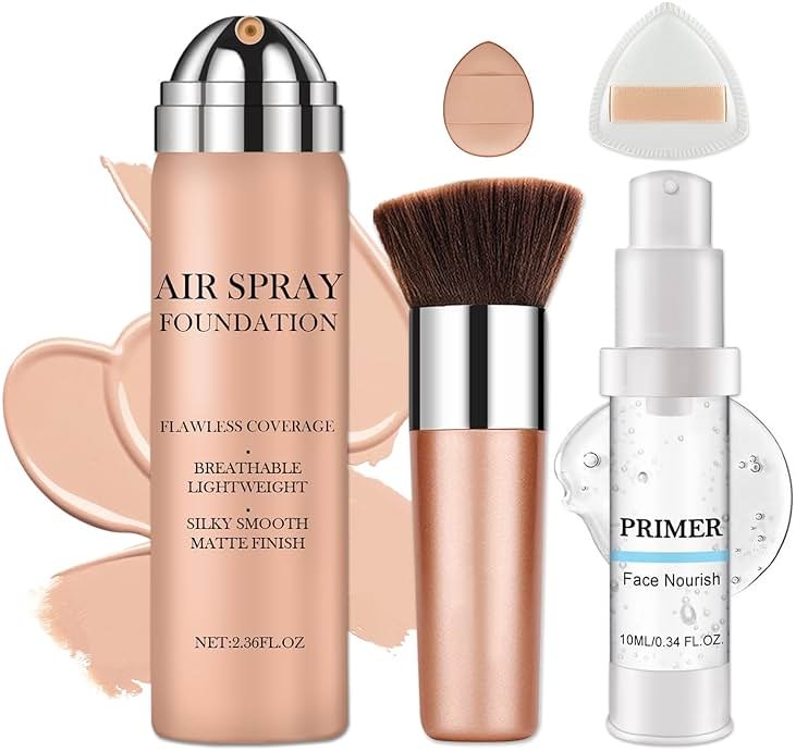 CAHIUYOA AirBrush Spray Foundation Makeup Silky Full Coverage Airbrush Flawless Foundation for Mature Skin,Long Lasting Natural Matte Finish Air Brush Makeup Foundation - 01 Natural/Warm Porcelain - Product Image