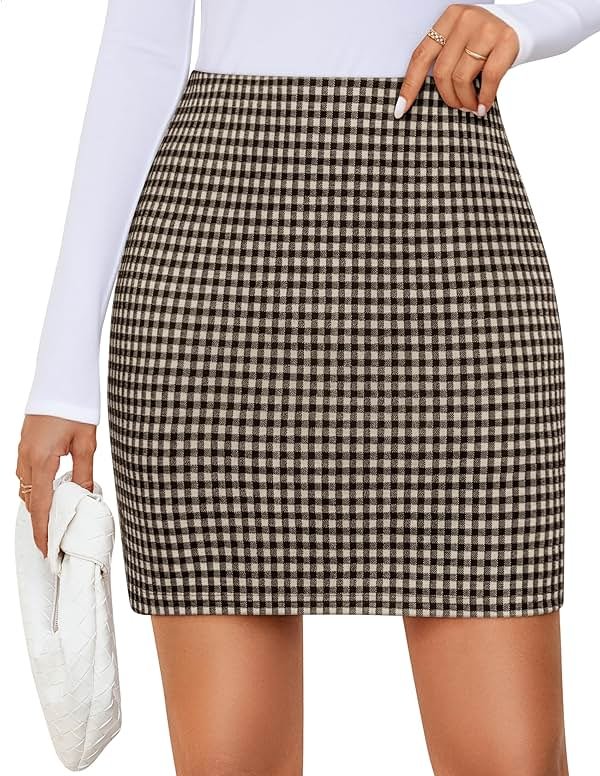 ZESICA Plaid Mini Skirt for Women 2026 Fall Winter High Waist A Line Bodycon Pencil Skirts Trendy - Product Image