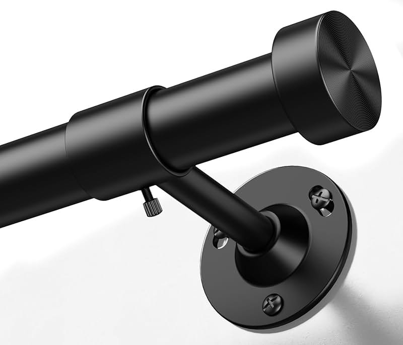 YaFex Heavy Duty Curtain Rods 32-150 Inch, 1 Inch Adjustable Black Curtain Rod for Windows, Extra Long Window Treatment Rods with Aluminium Finials, Easy Installation - Product Image