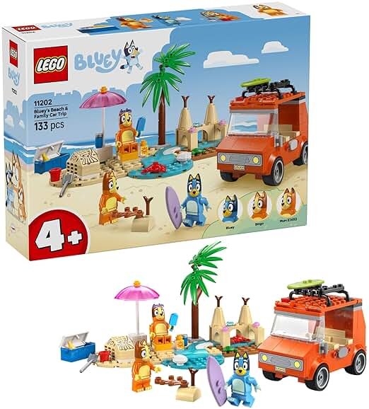 LEGO Bluey: Bluey’s Beach & Family Car Trip - Toddler Learning Toy for Kids 4+ - Includes Bluey, Bingo, and Mum Minifigures - Birthday Gift for Boys and Girls, Ages 4+ - 11202 - Product Image