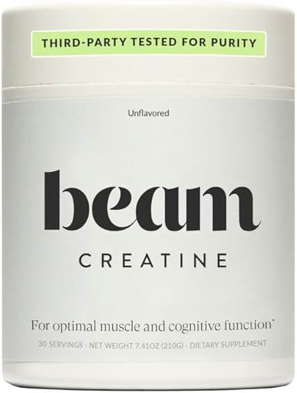BEAM Creatine Monohydrate Powder – 5g Micronized Creatine Monohydrate, Third Party Tested Creatine for Women & Men, Muscle Strength, Growth, Recovery & Cognitive Support, Unflavored, 30 Servings - Product Image