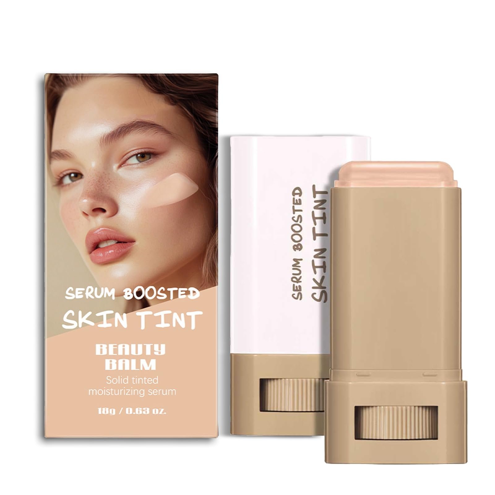 Skin Tint & Contour Stick - Hydrating Serum-Infused Tinted Beauty Balm Foundation Stick, Buildable Coverage for a Natural, Fresh Finish, Quick Application for All Skin and Daily Use - Product Image
