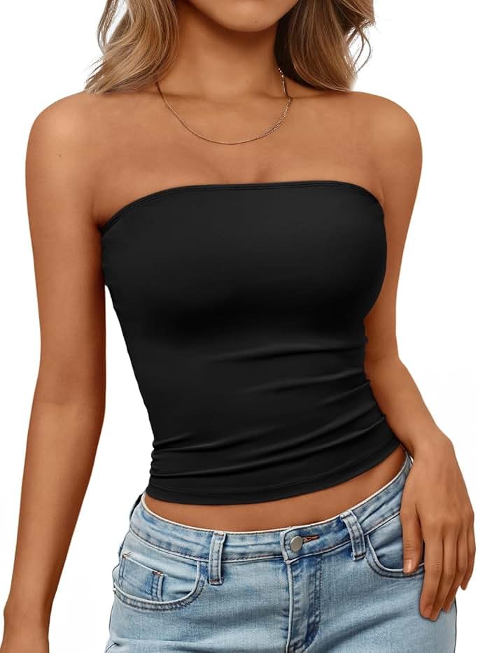 Trendy Queen Women's Strapless Bandeau Crop Top - Product Image