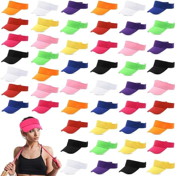 Silkfly 50 Pack Sun Visor Caps Adjustable Sports Athletic Cap UV Protection Sun Visor Hat Men Women Tennis - Product Image