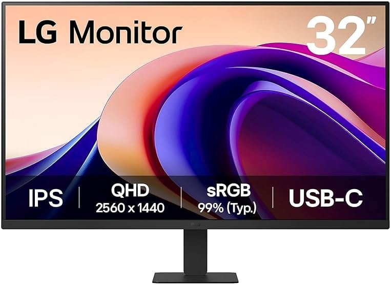 LG 32U631A-B 32-inch QHD (2560 x 1440) IPS Computer Monitor, 100Hz, 5ms, HDR10, Reader Mode, Flicker Safe, HDMI, USB Type-C 15W PD, Black - Product Image