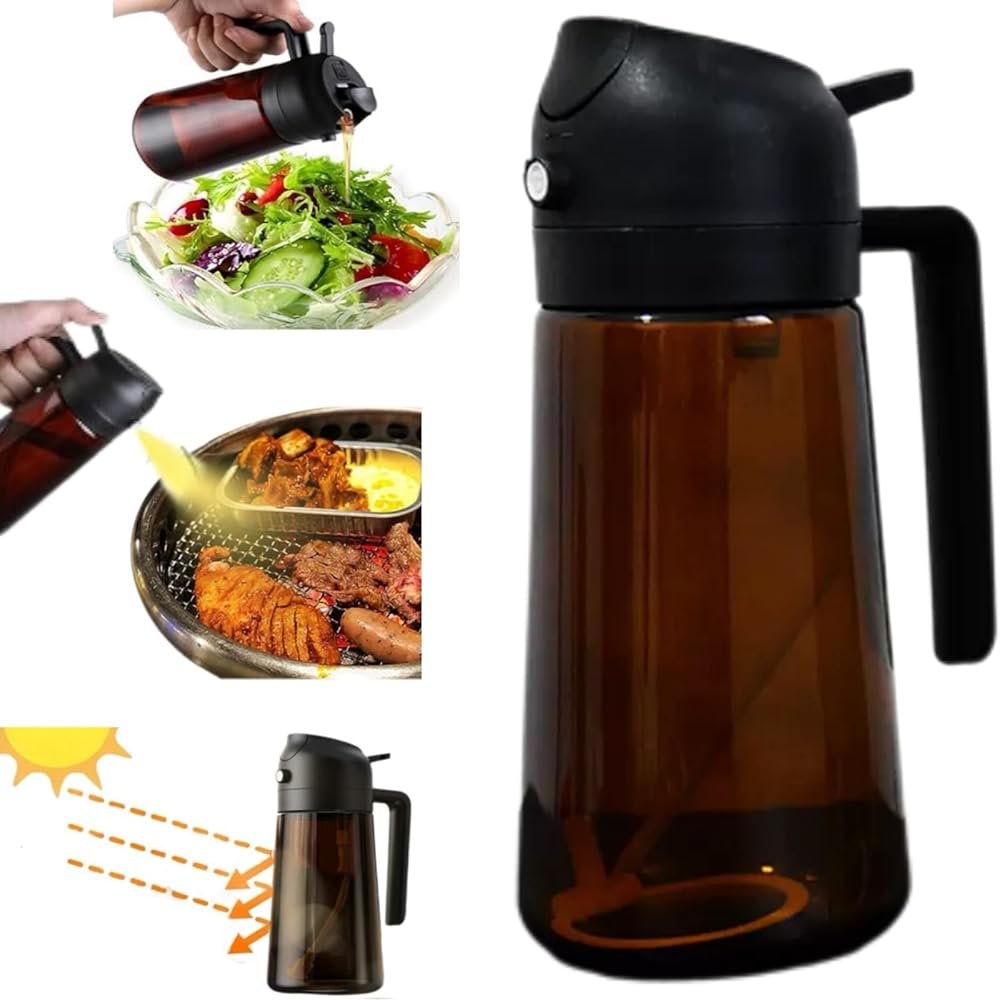 Zwzjheng 2 In1 Olive Oil Edible oil Dispenser for Kitchen, 16oz Oil Sprayer Bottle for Cooking, Glass Oil BottleSpray and Pour，Food-Grade Mister for Air Fryer, Salad,Baking，BBQ, Upgraded Light Blockin - Product Image