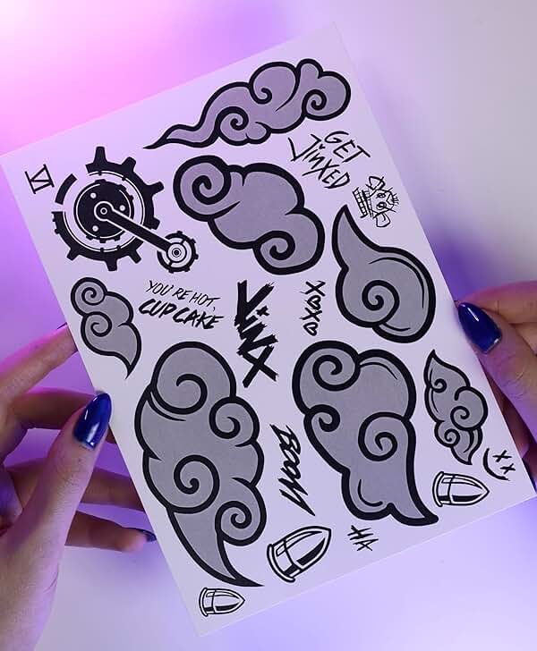 Arcane Tattoo - Jinx & Vi Temporary Tattoo Cosplay | Arcane League of Legends Merch Tattoo | Game Character LOL Temporary Tattoo - Product Image