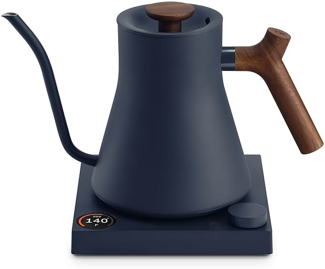 Fellow Stagg EKG Pro Electric Gooseneck Kettle - Pour-Over Coffee and Tea, Quick Heating, Precise Temperature Control, Scheduling, Built-in Brew Timer, Stone Blue with Walnut Wood Handle, 0.9 Liter - Product Image