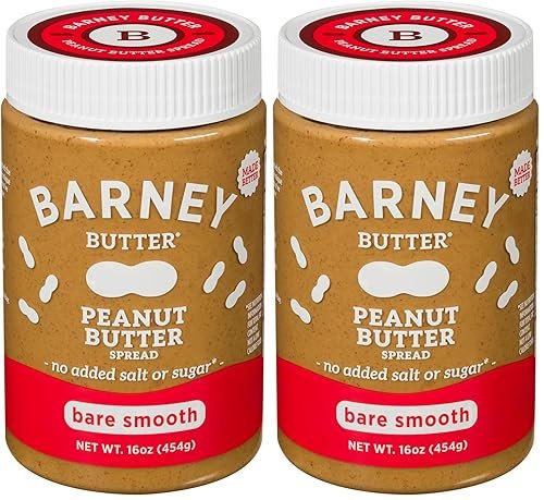 Barney Butter Peanut Butter, Bare Smooth, 16 Ounce Jar, Natural, No Stir, Non-GMO, Gluten Free, Keto, Vegan (Pack of 2) - Product Image