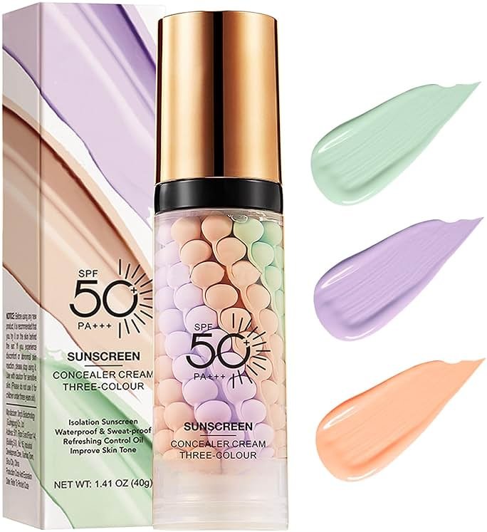 3 In 1Primer for Face Before Makeup,Sunscreen Isolation Cream, SPF 50, One Step Color Corrector Face Primer, Blurs Imperfections Oil Control & Moisturizing Skin Tone Correcting,Radiance Skin - Product Image