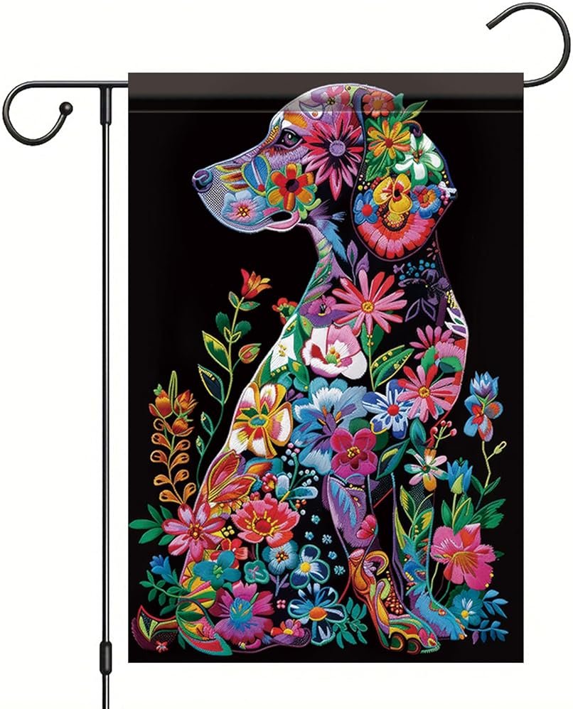 Welcome Spring Summer Golden Garden Flag 12x18 Double Sided Retriever Colorful Dog Garden Flag Floral Flower Garden Yard House Flags Outside Outdoor Summer Porch Lawn Decoration - Product Image