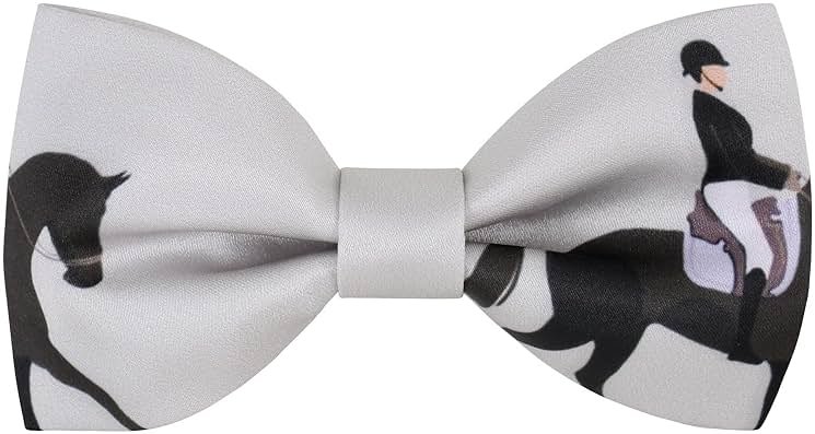 CHEIVEMENG Men's Horse Race Bow Tie Satin Silk Pre-tied Solid Horse Racing Bow Ties for Men with Gift Box - Product Image