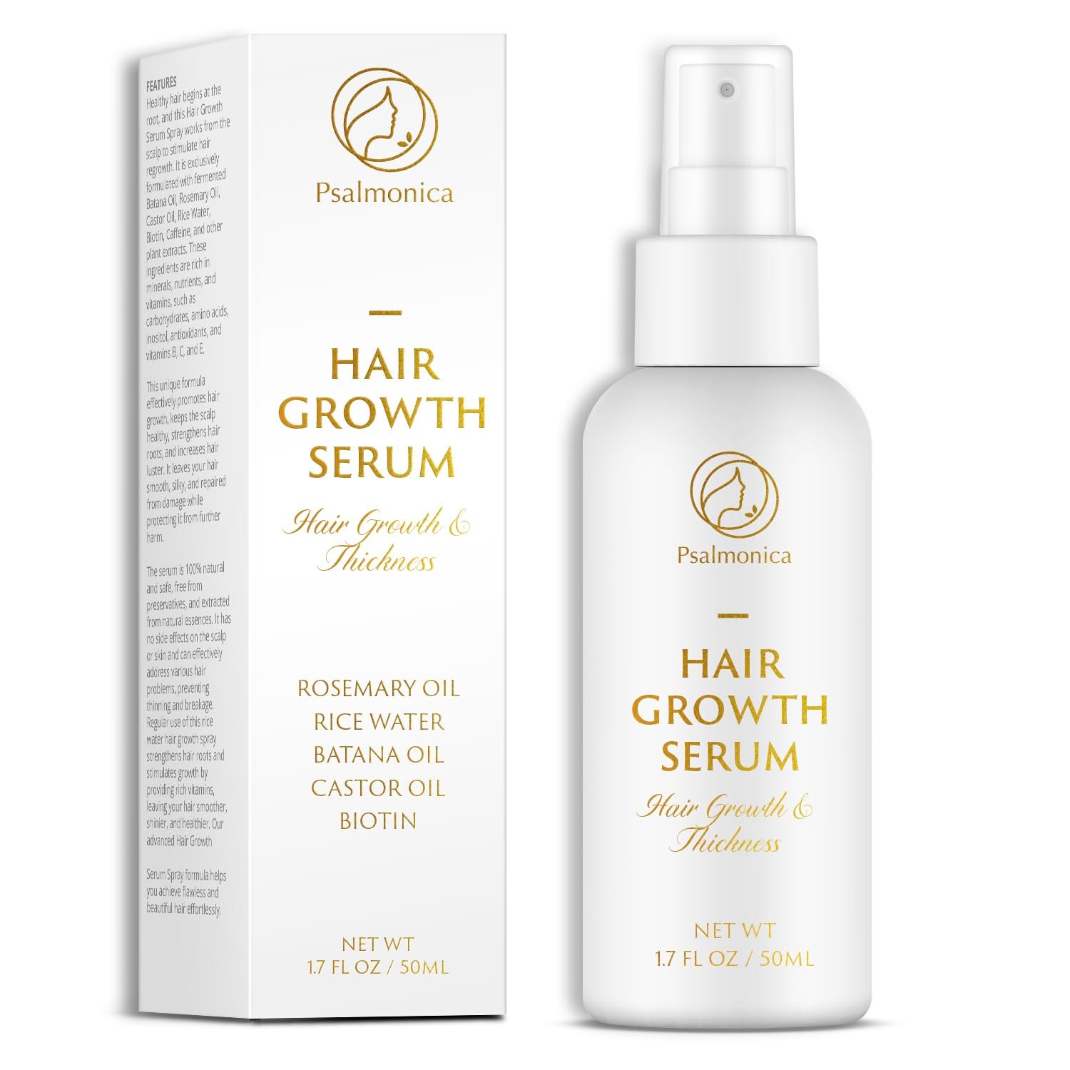 Hair Growth Serum: Rosemary Batana Castor Oil Rice Water Biotin Hair Oils for Hair Growth - Hair Growth Thickening Product - Hair Loss Treatments for Women Men(50 ML) - Product Image
