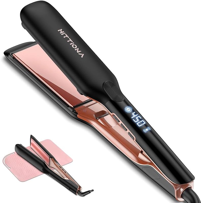 HITTIONA Flat Iron Hair Straightener – 1.75” Ceramic Infrared Ionic Flat Iron with 5s Fast Heat-Up, Vibration Technology, LCD Temp Control, Dual Voltage, Anti-Frizz Styling for All Hair Types - Product Image