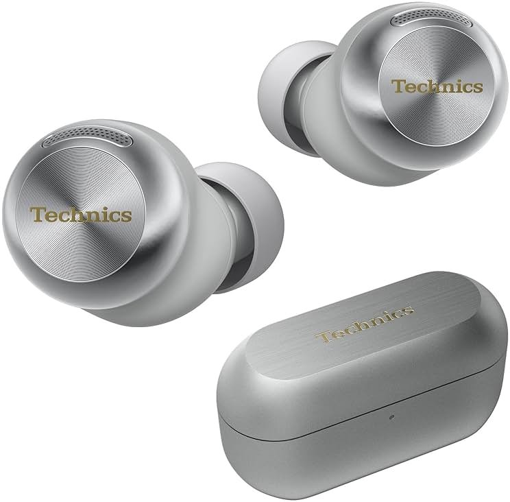Technics Reference Class Hi-Fi Wireless Ear Buds, Dolby Atmos with Head Tracking, Adaptive Noise Cancelling, 3 Device Multipoint, 10-Hr Battery, Wireless Charging, Improved Fit, EAH-AZ100-S(Silver) - Product Image