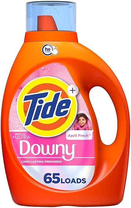 Tide Plus Boost of Ultra Downy Liquid Laundry Detergent, April Fresh Scent, 92 fl oz, 65 Loads, Laundry Detergent Liquid with Long-Lasting Freshness - Product Image