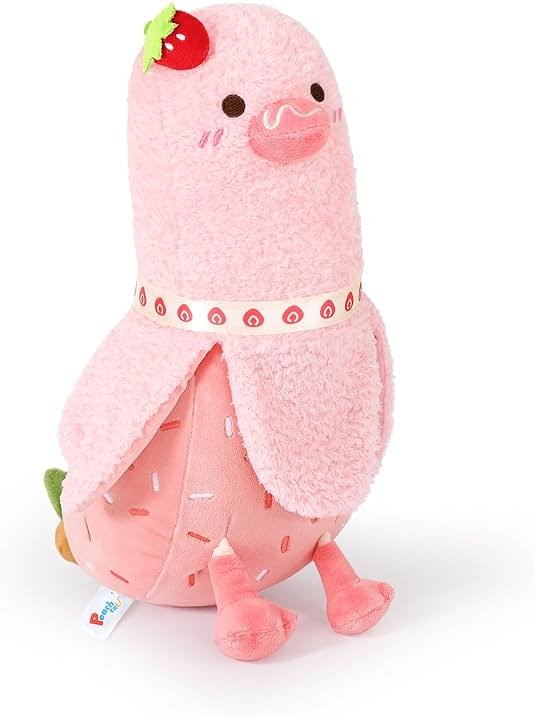PEACH CAT Strawberry Cake Banana Duck Plush Pillow with Cream Candy Body Plushies Toy Cute Stuffed Animals Gifts for Kids Pink 19.7" - Product Image
