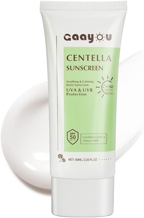 Centella Sunscreen SPF50 PA++++ Calming Moisture Facial Sunscreen Centella Asiatica Korean Sunscreen Matte No White Cast Face Sun Screen for Oily Sensitive Skin - Product Image
