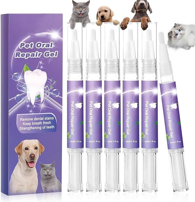 6Pcs Pet Oral Repair Gel, Dog Oral Repair Gel, Pet Breath Freshener for Cats and Dogs, Removes Tartar, Keeps Breath Fresh, Strengthens Teeth,No Brushing Oral Care Cleaner,3ML - Product Image