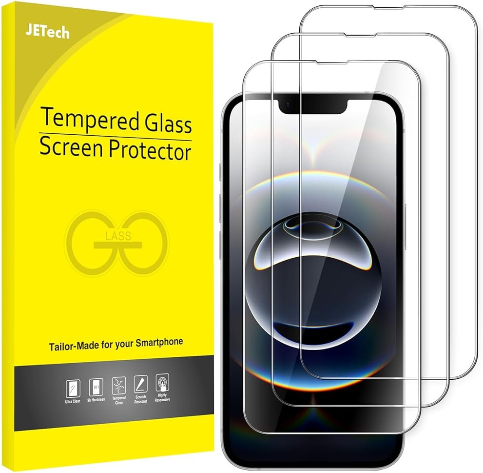 JETech Full Coverage Screen Protector for iPhone 17e (2026) / iPhone 16e, 9H Tempered Glass Film, Case-Friendly, HD Clear, 6.1-Inch Display, 3-Pack - Product Image