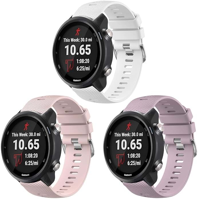 Meliya for Garmin Forerunner 245 / Forerunner 645 / Forerunner 165 / Forerunner 158 / Forerunner 55 Watch Band Women Men, 20mm Soft Silicone Replacement Strap for Garmin Forerunner 245/645 Music SmartWatch - Product Image