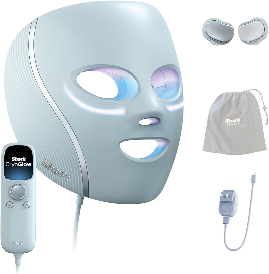 Shark CryoGlow LED Face Mask with Under-Eye Cooling, Anti-Ageing & Blemish Repair, Red & Blue LED, Infrared Light Therapy, USB-C, Remote Control, Storage Bag, Blue Frost, FW312 - Product Image