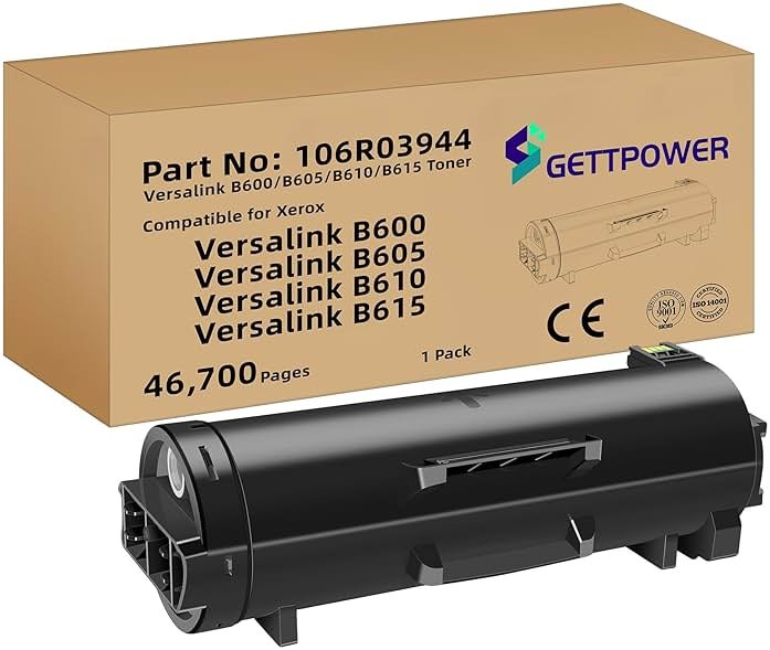 GETTPOWER Versalink B600/B605/B610/B615 Black High Capacity Toner Cartridge: 106R03944 Toner Compatible for Xerox Versalink B600 B605 B610 B615, 1 Pack, 46,700 Pages, Versalink B600 Toner - Product Image
