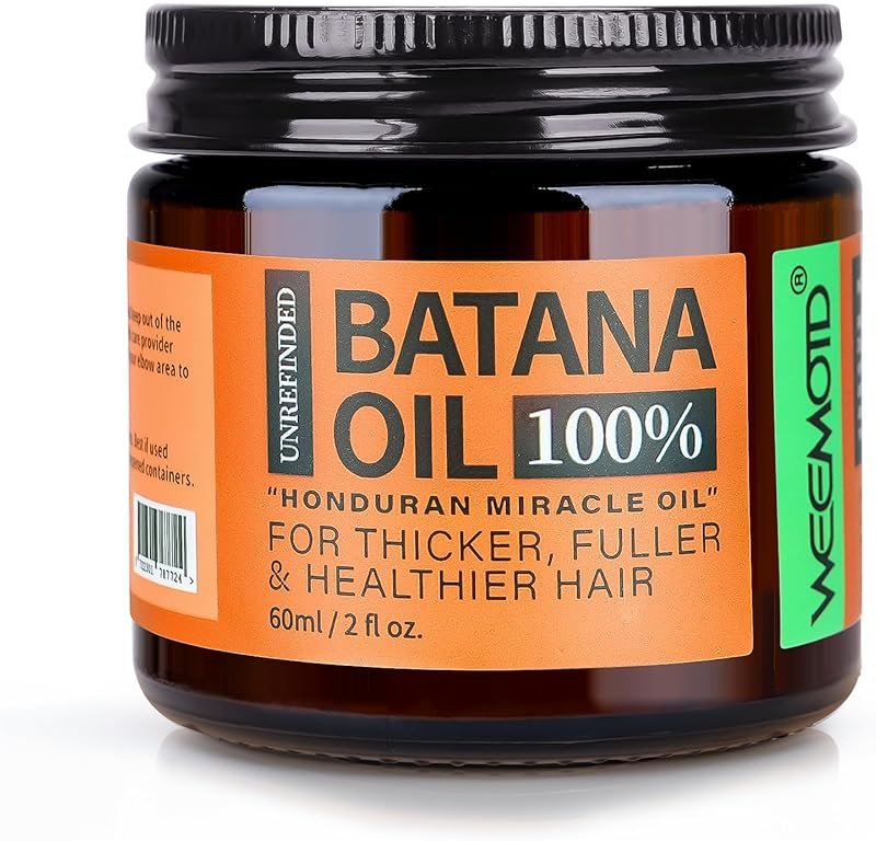 WEEMOTD 100% Raw Batana Oil for Hair, Unrefined Conditioning Hair & Scalp Oil from Honduras, Moisturizing Hair Mask for Dry Hair, Adds Shine & Softness for Men & Women, 2 fl oz - Product Image