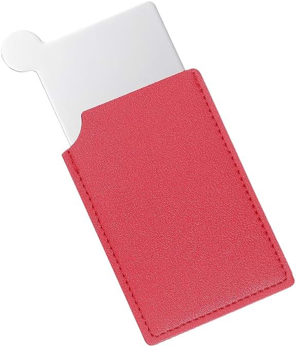 uxcell Small Pocket Mirror for Purse, Stainless Steel Compact Makeup Mirror with Leather Case, Travel Mirror Handheld Mirror for Women, Girls, Purse, Gift (Red, 2.5 x 3.66) - Product Image