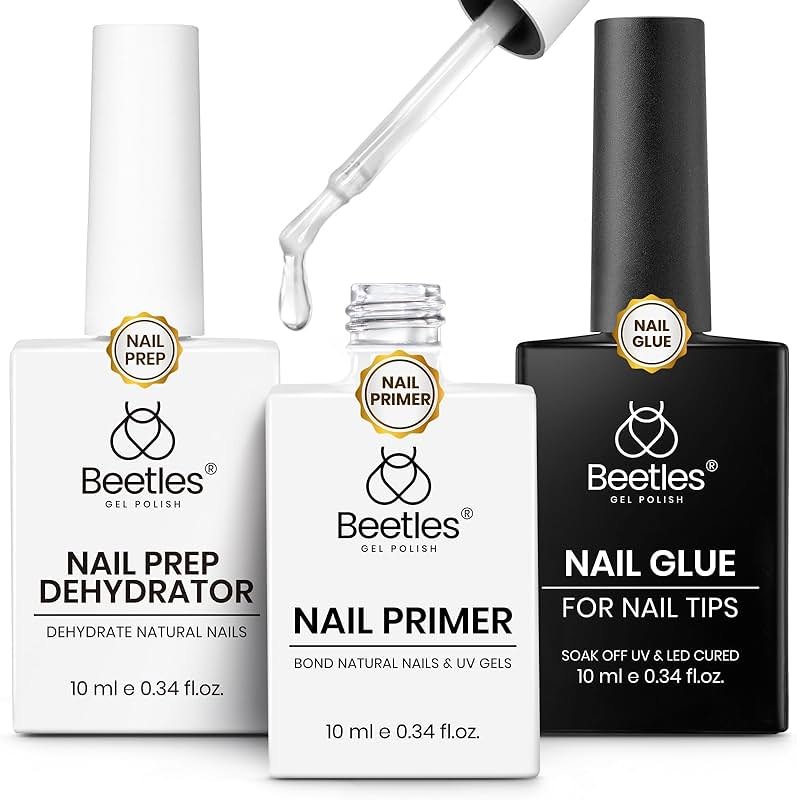 Beetles 3Pcs Gel Nail Glue Kit, Nail Dehydrator and Primer, Acid & HEMA Free Professional Prep for Press On Nails, Nail Tips and Extensions Gifts for Women - Product Image