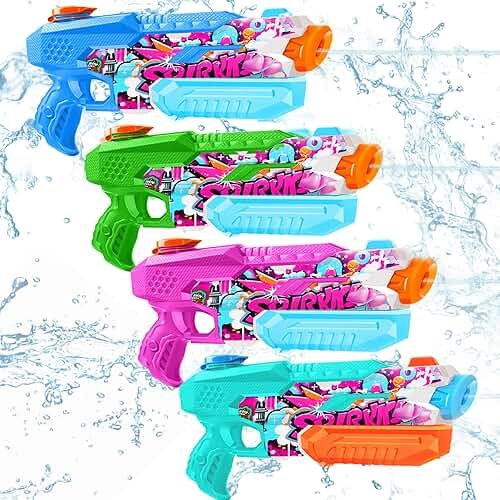 Water Gun for Adults Kids: 600CC 4 Pack Squirt Blasters Super Water Guns for Adults Kids,Water Gun Outdoor Toys High Capacity Summer Soaker for Swimming Pool Beach Fighting, Long Shooting Distance - Product Image