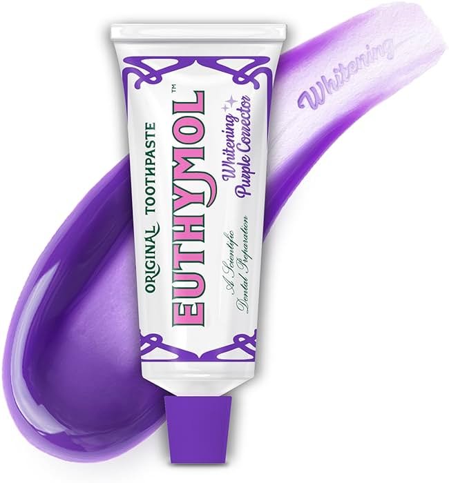 Euthymol Purple Whitening Toothpaste (3.7 fl oz) – for Yellow & Sensitive Teeth | Violet Tone-Up Formula, Instantly Brightens, 24H Stain Defense, Long-Lasting Fresh Breath - Product Image