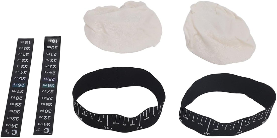 Miriam Song Sourdough Starter Jar Kit with Cloth Cover and Date marked Feeding Band for bread baking Supplies, Fits Jars with 3 to 4 Inch Diameter, Essential for sourdough bread Making - Product Image