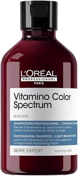 L'Oréal Professionnel Paris Vitamino Color Spectrum Blue Shampoo - Neutralizes Orange Tones, Enhances Shine & Vibrancy, Maintains Day 1 Hair Color, Hydrates & Strengthens Light Brown Hair - Product Image