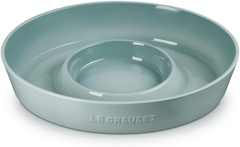 Le Creuset Stoneware Signature Oval Chip and Dip Platter, 13", Sea Salt - Product Image