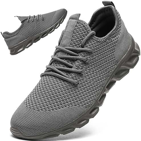 Linenghs Mens Running Shoes Tennis Gym Sneakers Casual Slip On Walking Lightweight Athletic Mesh Workout Breathable Fashion Sports Shoes - Product Image
