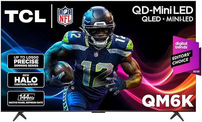 TCL 65 Inch Class QM6K Series | Mini LED QLED 4K HDR | 65QM6K, 2025 Model | 120HZ-144HZ High Brightness Smart Google TV Dolby Atmos Onkyo Audio | Voice Remote Alexa Gaming Streaming Television - Product Image